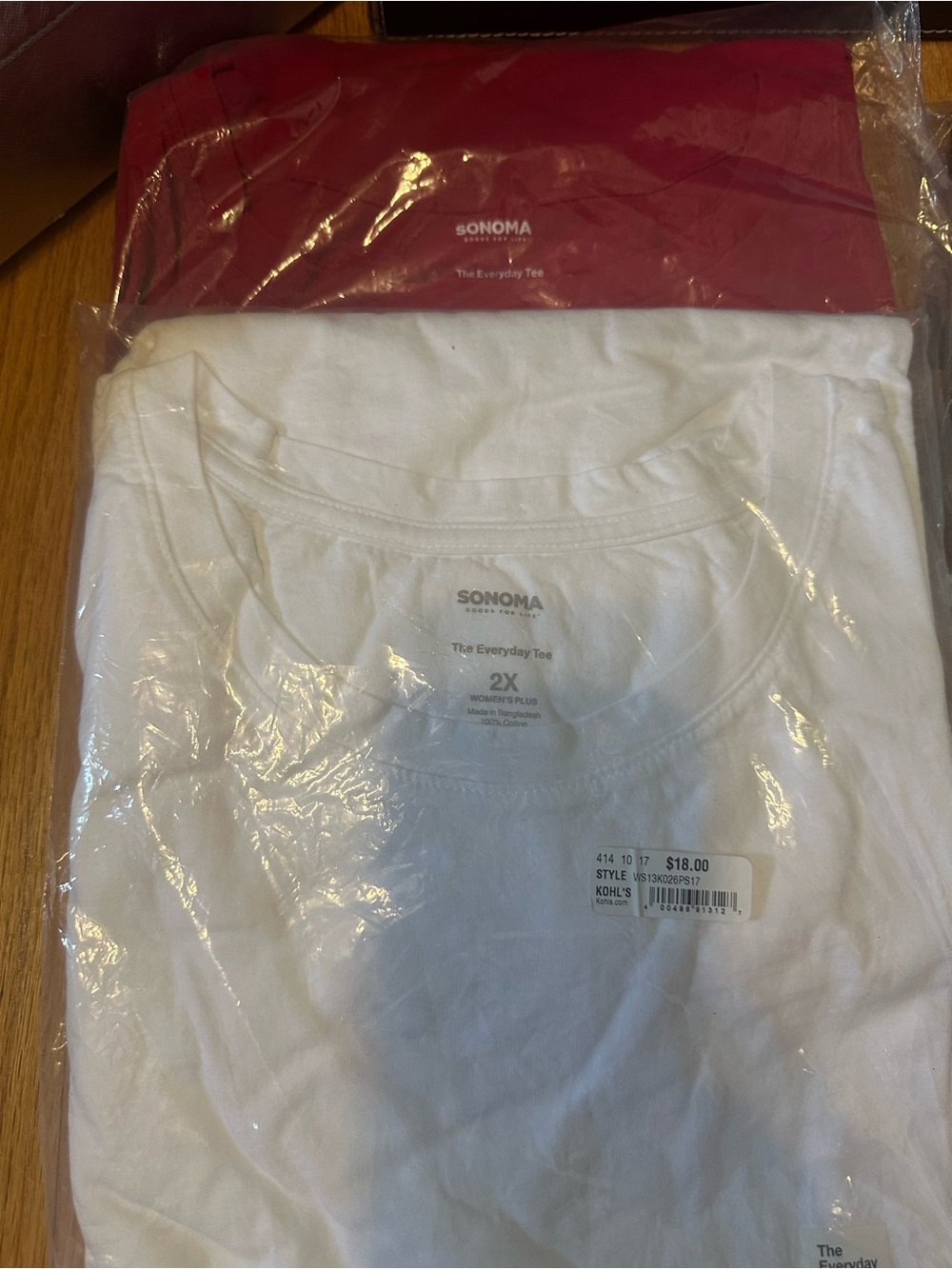 NWT 2 Sonoma Everyday Tee Long Sleeve White and Red size 2X